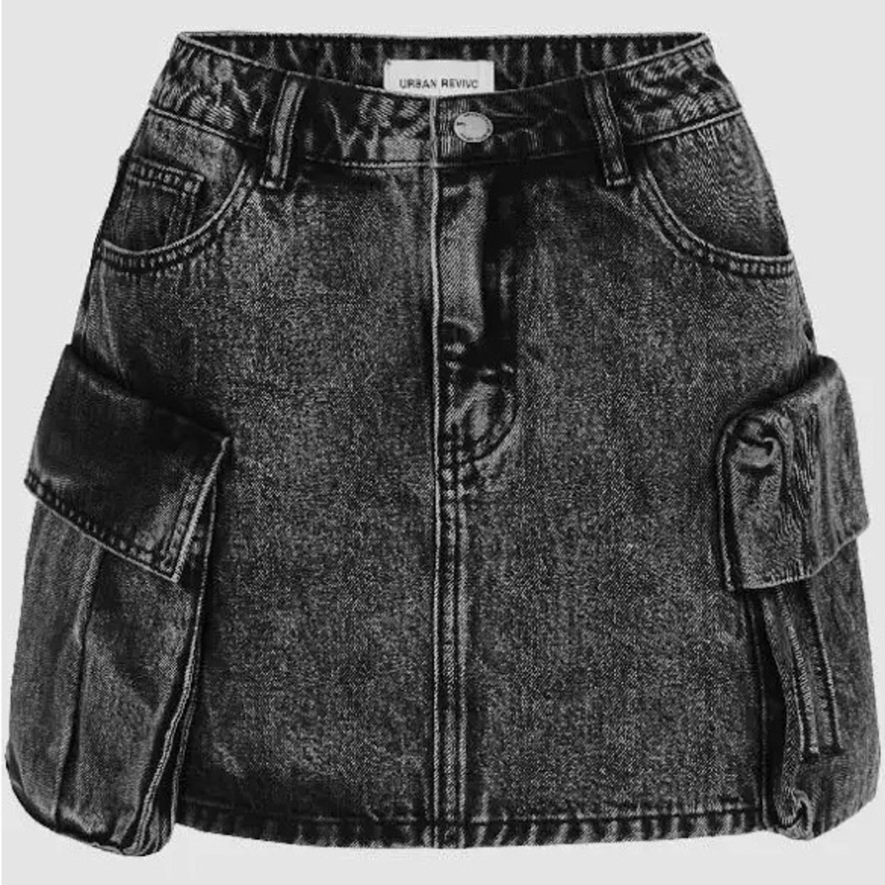 Urban Revivo | Multi-Pocket Mini Straight Denim Skirt